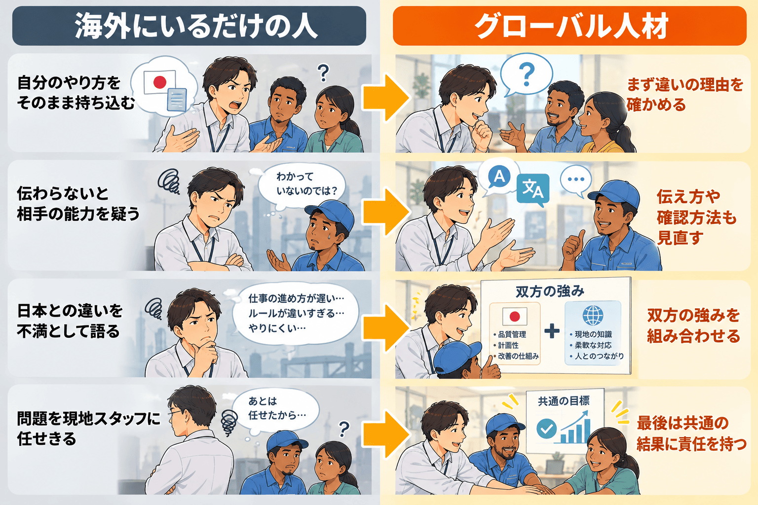 グローバル人材とは違いを材料として使える人